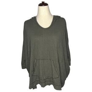Eileen Fisher Women Top Size L Olive Hemp Organic Cotton Hoodie Oversized Dolman
